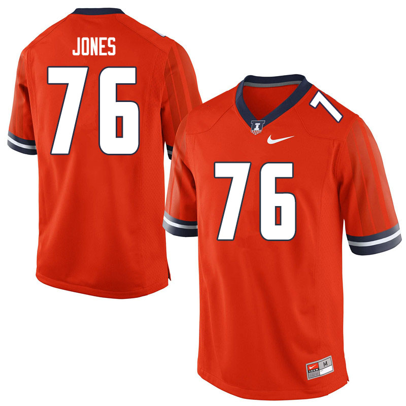 Men #76 Brevyn Jones Illinois Fighting Illini College Football Jerseys Sale-Orange